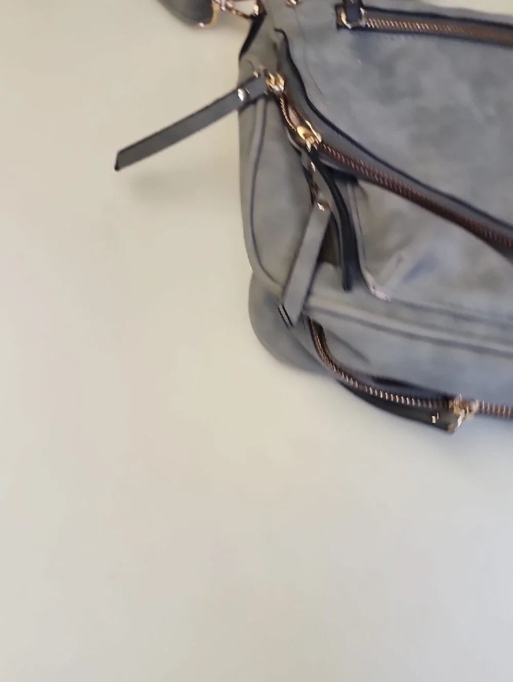 Modern Grey Crossbody Bag with Front Zip Pockets